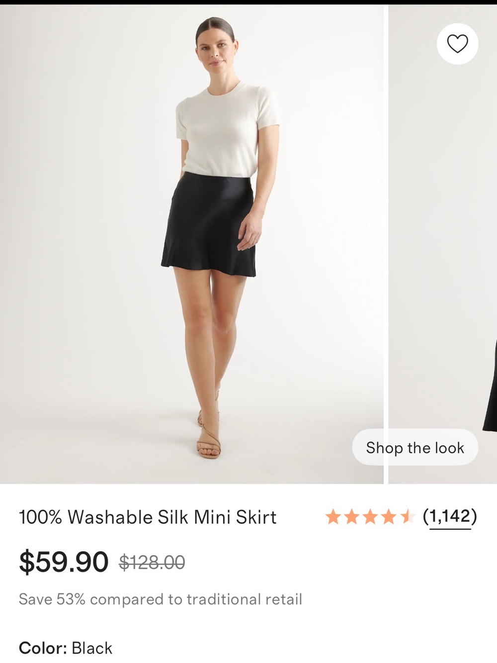 Quince Black Washable Silk Mini Skirt